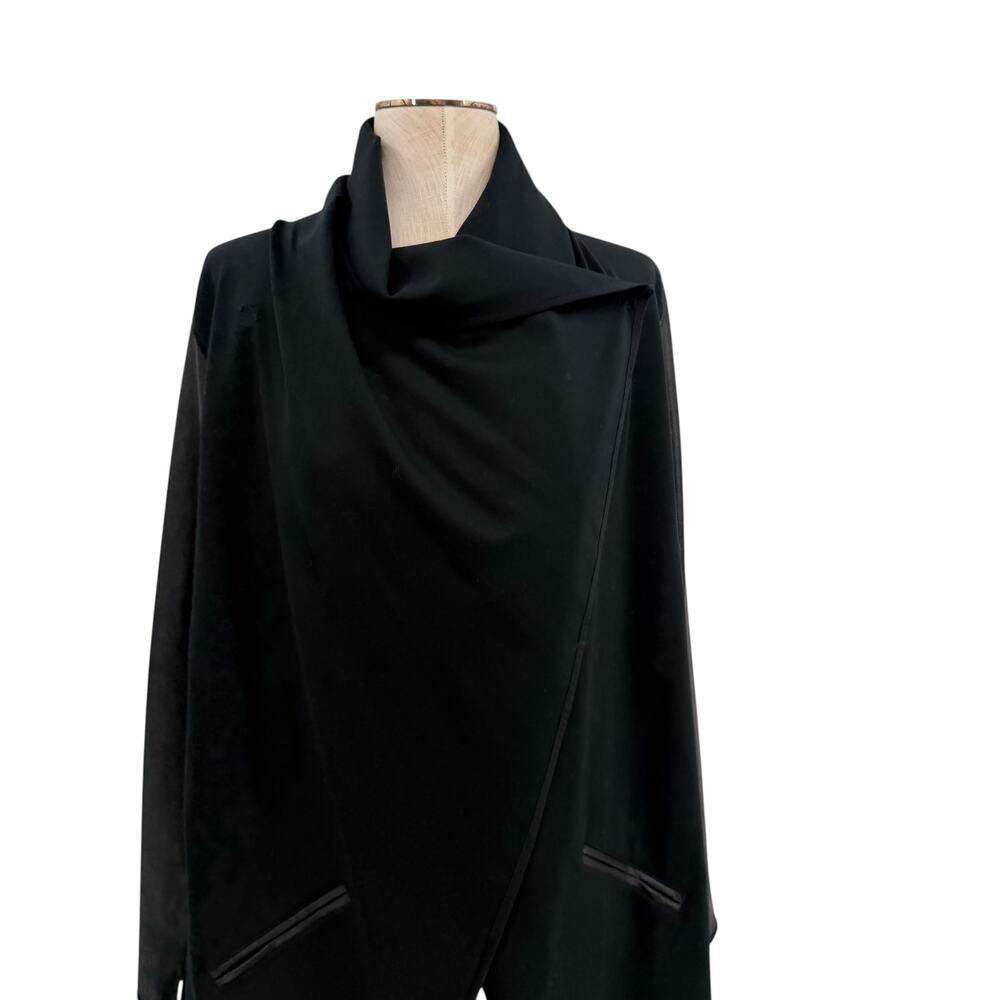 Spanx Black Drape Front Jacket Open Cardigan Stretch Ponte Womens Medium - Picture 4 of 14